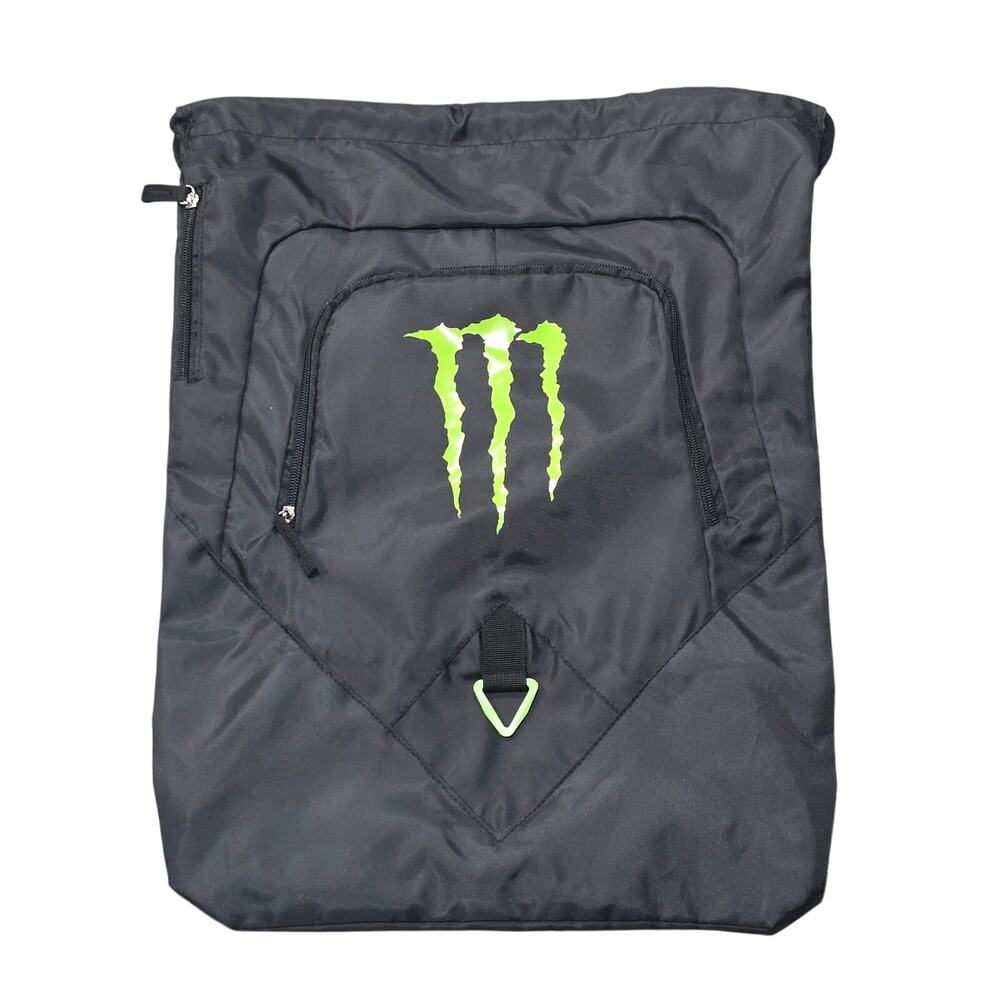 Monster Energy Backpack Large Black Drawstring Gym Sports Logo Cinch Bag